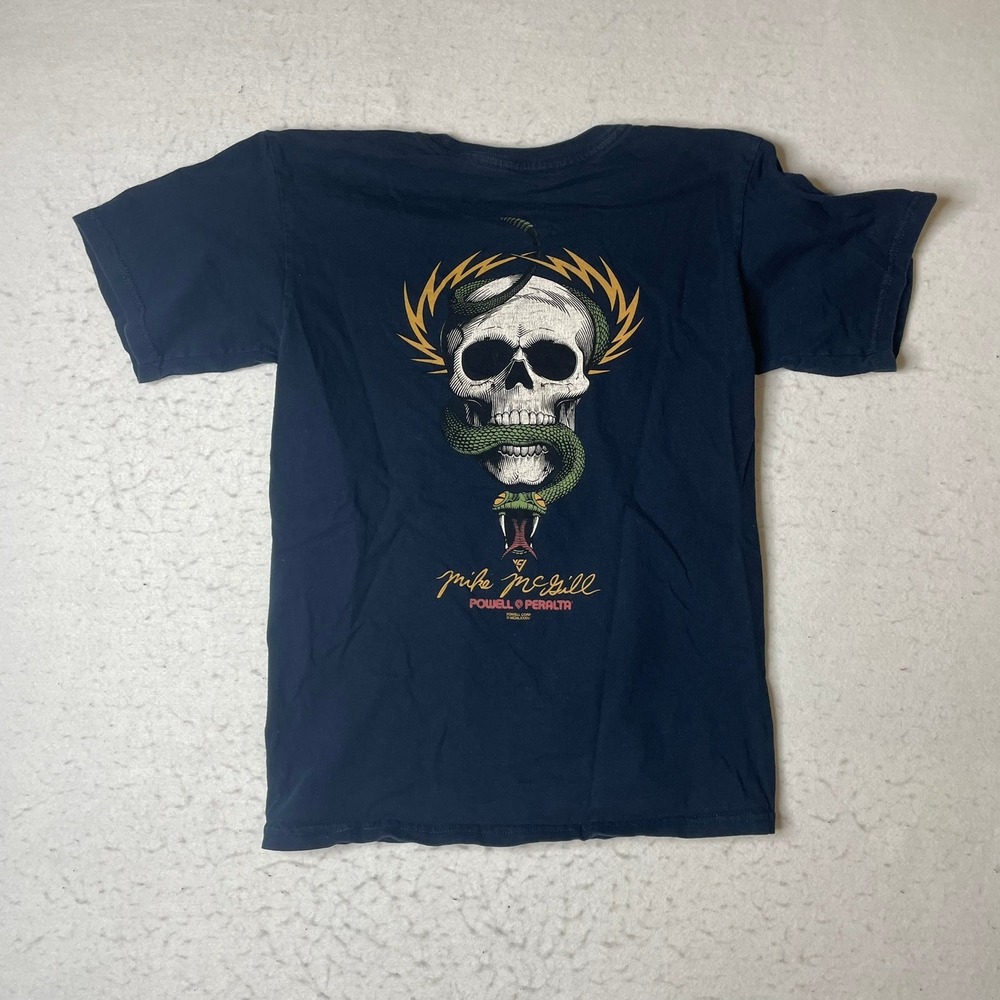 Powell Peralta Mike McGill Skull Snake T Shirt Navy Blue‎ Small Skateboard